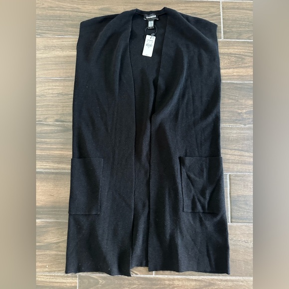 Express Black Knit vest Cardigan with pockets NWT - Picture 2 of 4